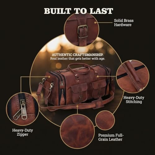 24 Inch Genuine Leather Travel Duffle