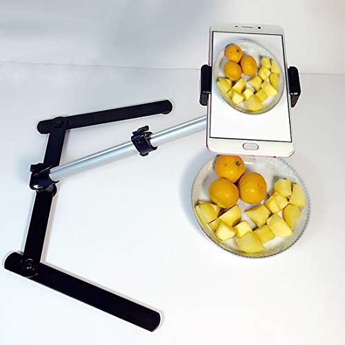 Ajustable Webcam Tripod with Cellphone Holder, Overhead Phone Mount, Table Top Teaching Online Stand for Live Streaming and Online Video and Food Crafting Demo Drawing Sketching Recording