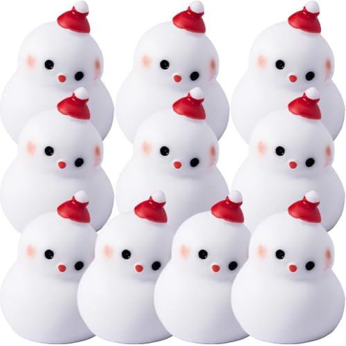 HiyyFloy Lot de 10 Figurines Miniatures De Bonhomme De Neige pour Noël, Décorations De Micro-Paysage pour Maison De Poupée, Fête, Jardin, Noël