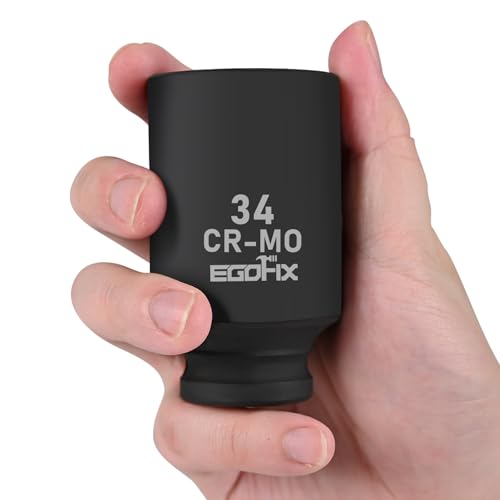 Image of 1 /2 inch Drive Deep Impact Socket, 34mm Metric Socket, Axle Nut Socket CR-MO 6 Point for Easy Removal of Axle Shaft Nuts
