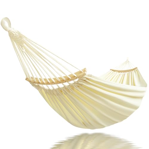 GOCAN Hamac pour 2 personnes, 220 x 150 cm, longueur totale : 330 cm, charge : 300 kg, en toile et coton, pour l'extérieur, le jardin, l'intérieur, les...