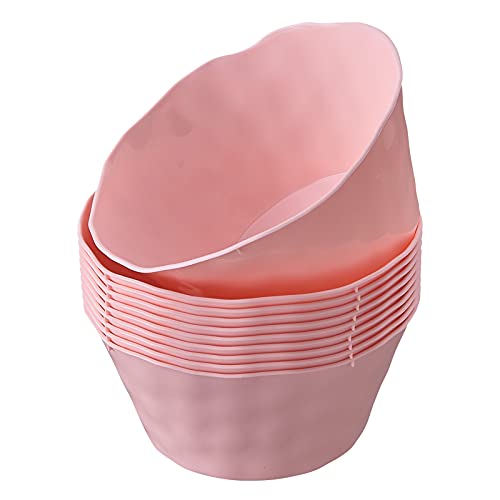 Hammered Design Plastic Soup Plates For Party, (10 Pc) Heavy Duty Disposable Dinner Set, 16 Oz, Fine China Look Dishes, Perfect For Upscale Weddings, Holidays And Events, Pink - Lava Collection #TOP8