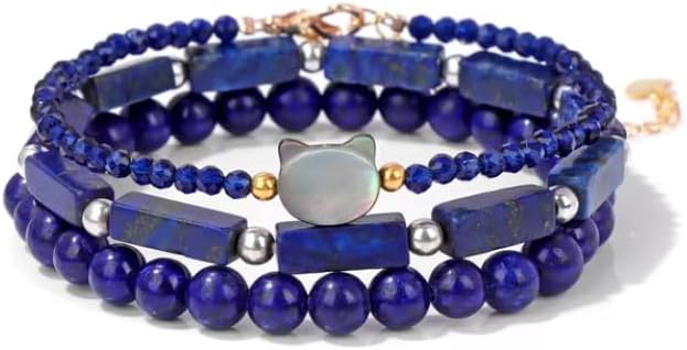 3PCS Round Square Shape Beaded Bracelet Bracelets Set Strand Bangle for Men Women