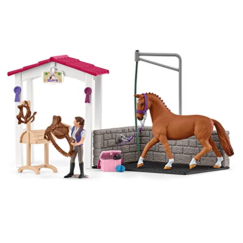 Schleich Horse Club 13-Piece Toy For Girls And Boys Ages 5+, Horse Wash Area With Stall (72177) Multi-Color #TOP4