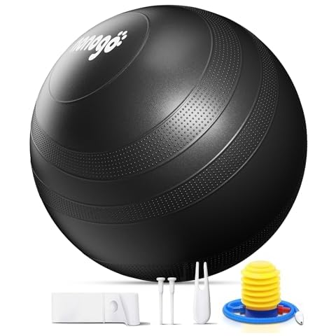 nonogo Anti-Burst Exercise Ball for Working Out - Stability Ball for Yoga, Pregnancy, Physical Therapy, Office Ball Chair Fitness with Pump Cover