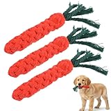 Xyembu 3 Pcs Cotton Carrot Dog Toys Woven Puppy Teething Rope Toys for Dogs Cats Safe Braided Rabbit Toy Dental Cleaning Chew Toy for Small Pets Aggressive Chewers Entertainment & Interaction
