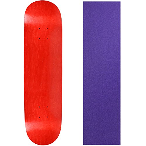 Moose Blank Skateboard Deck - Stained RED - 8.5" Purple Grip