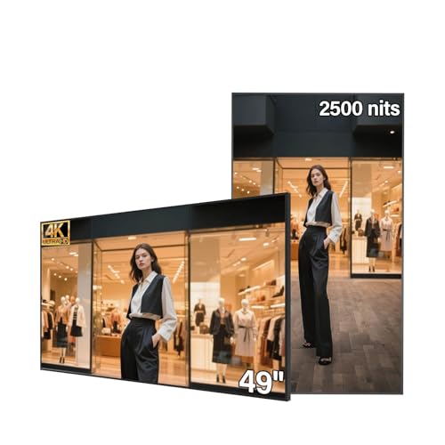 Image of 49inch 4K Slim Fit Frameless Digital Kiosk, 2500nits High Brightness Wall Mount Digital Signage, LCD Monitor Advertising Screen, CMS /U-Disk Plug&Play, 7 /24 Timer Switch, HDMI /USB /WiFi /Android System