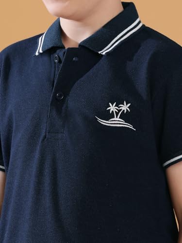 Image of Li'l Tomatoes Boys Pique Polo T-Shirt | Half Sleeve Casual Summer Wear | Soft & Breathable | 9-16 Years