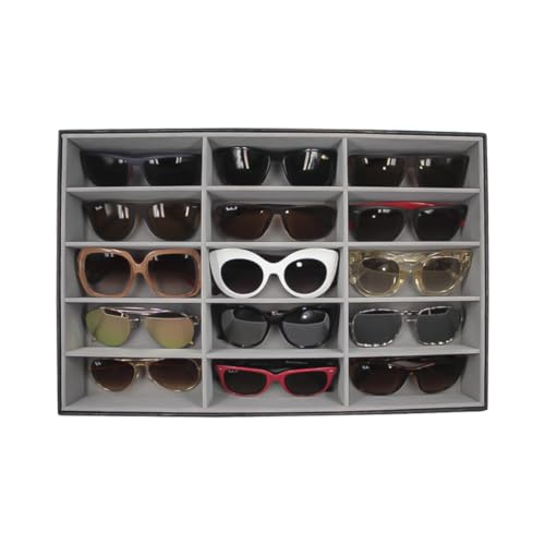 Bandeja Organizadora de 15 Óculos Preto com Cinza Porta Óculos Gaveta Closet