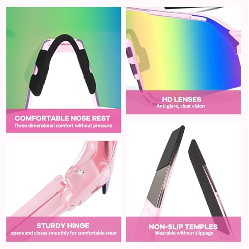 Gafas de ciclismo polarizadas antichoque con 5 lentes y cordón para evitar caídas 3
