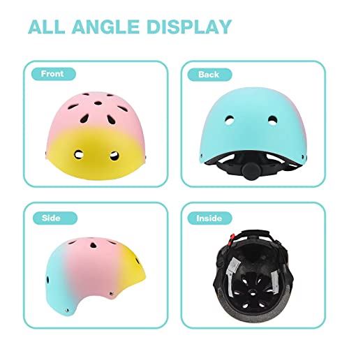 Kids Bike Helmet,Color Gradient Adjustable Helmet For Youth Girls Boys Multi-Sports Skateboard Inline Skating Scooter Cycling, 3-8-12-15 Years #TOP5