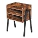 HOOBRO End Table, Stackable Nightstand, 3 Tier Side Table for Small Spaces with 2 Open Front Storage Compartments, Wood Look Accent Table with Metal Frame, Rustic Brown
