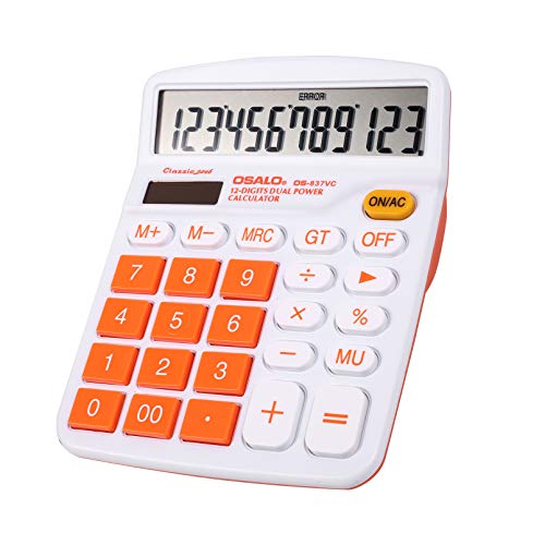 Pocket Calculator,Calculator,Office Suppliers Calculators Solar Calculator Standard Function Desktop Simple Calculator,Solar Battery Dual Power Orange Large Display Handheld Orange Calculator