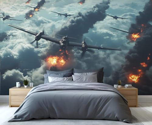 YXQAIED Papel pintado de avión, papel pintado mural de avión de combate, no autoadhesivo, murales de pared grandes para sala de estar, dormitorio, decoración del hogar, 200 x 140 cm