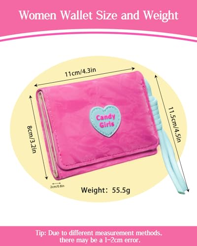 Small Wallets for Women, Leather Women Wallet Small Wallet with Coin Pocket, Slim Credit Card Holder for Women with Transparent ID Window for Women (pink)2