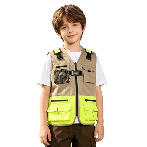 Veste cargo d'explorateur réglable pour enfants gilet noir multi-poches