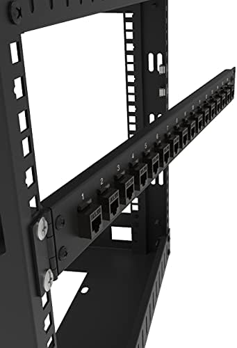 Jingchengmei 16-Port Blank Keystone 1U Hinged Blank Patch Panel, 19" Rackmount (H1UKS16H, Black)