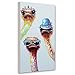 Hand Painted 3 Ostriches Paintings Lovely Canvas Animal Paintings Funny Ostrich Wall Decor Pictures Modern Canvas Wall Art Home Decor for Living Room Office Bedroom Ready to Hang 20