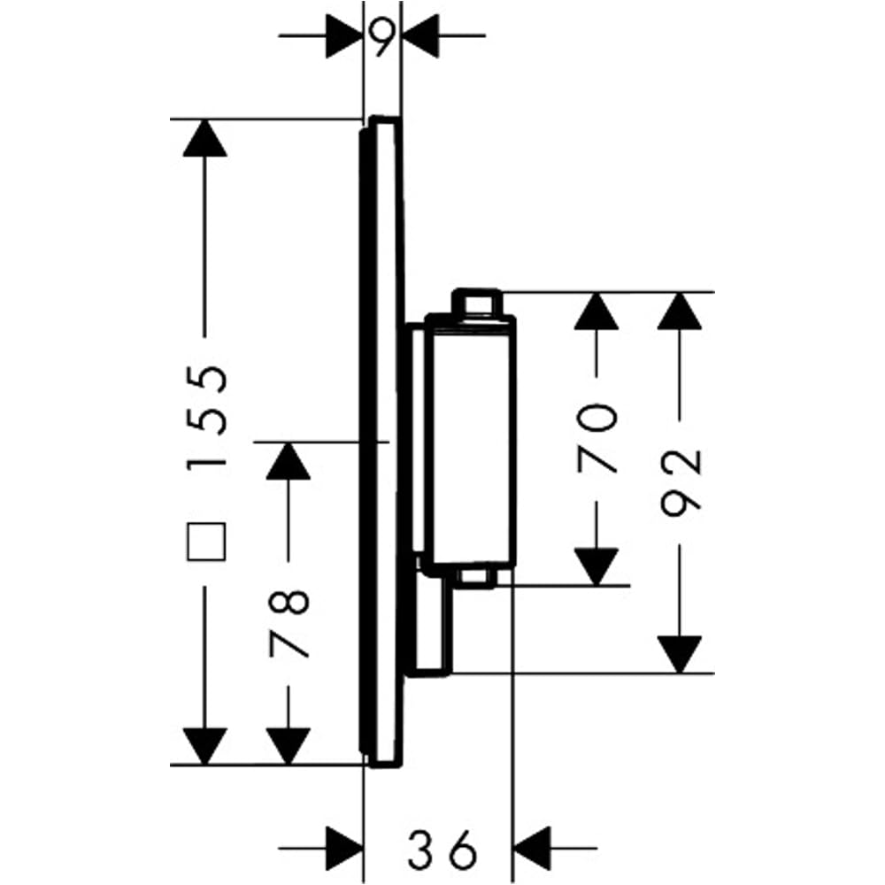 hansgrohe Ecostat Comfort E 33711340 Thermostat de douche, encastré, avec verrouillage de sécurité (SafetyStop) à 40 °C, pour 2 consommateurs, chrome noir brossé