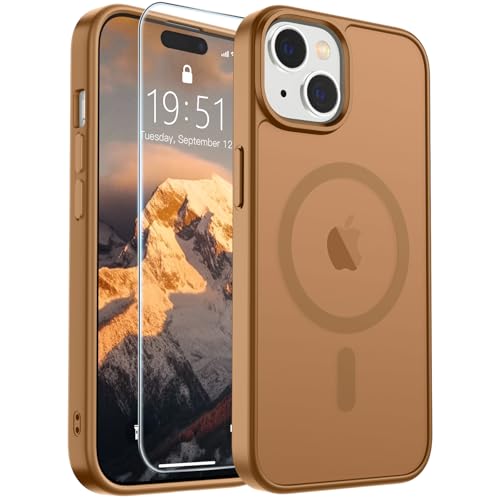 Image of SUPFINE Magnetic for iPhone 15 Case (Compatible with MagSafe) (Military Grade Drop Protection) Translucent Matte Shockproof with Anti-Fingerprint Phone Case,Brown