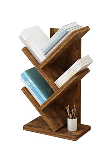 Lydia88 Tree Bookshelf,4-Layer Floor Standing Bookshelf,The Desktop Bookshelf Can Hold Books,Magazines, Cds And Photo Albums,Desktop Organizer,Office Storage Rack Real Wooden Bookshelf cover