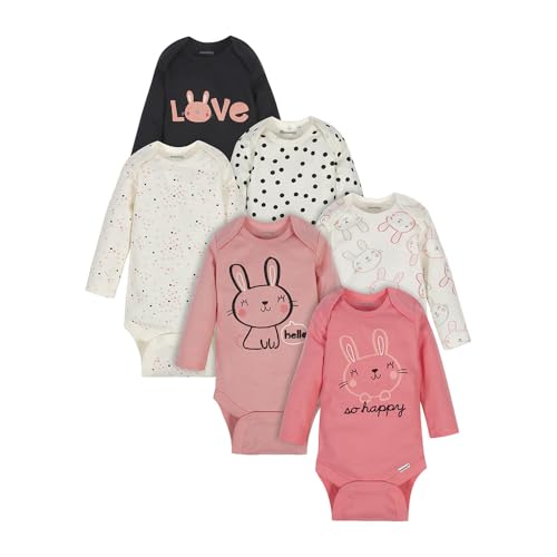 Image of Onesies Brand Unisex Baby 6-Pack Long Sleeve Bodysuits - Breathable Cotton One-Piece Outfits for Newborns & Infants
