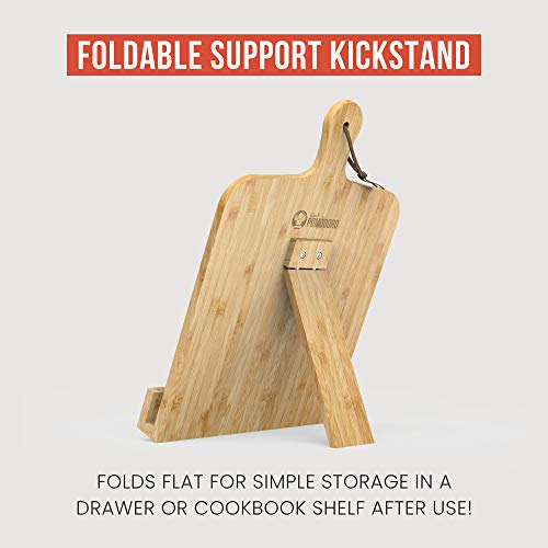 Chef Pomodoro Cookbook Recipe Stand, Recipe Book Holder For Kitchen, Fits Ipad Tablets And Books, Adjustable Cookbook Holder (Acacia Wood) #TOP2