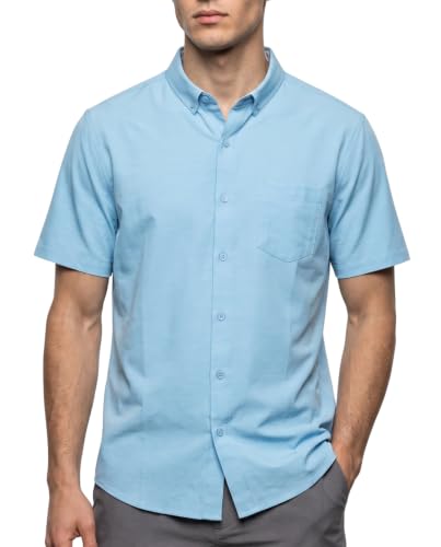 Image of Visive Mens Shirts Multi Packs Short Sleeve Button Down Dress Shirts Solid Color Big and Tall