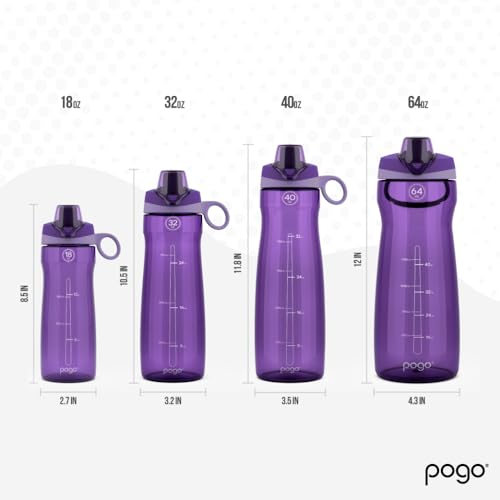 Image of Pogo BPA-Free Plastic Water Bottle with Chug Lid, Purple, 32 oz.