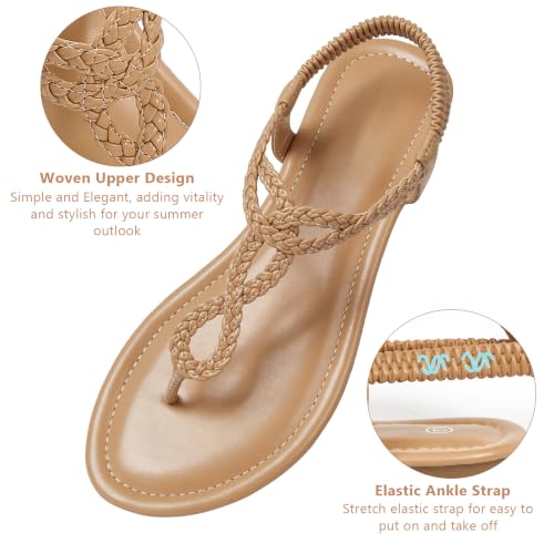 Image of zeetoo Women's Flat Sandals Summer T-StrapThong Bohemian Casual Comfortable Dressy Sandals for Women