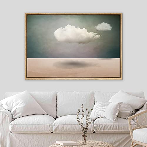 SIGNWIN Framed Canvas Print Wall Art Surreal Cloudy Sky Desert Landscape Fantasy & Sci-Fi Abstract Digital Art Modern Art Boho Decorative Whimsical for Living Room, Bedroom, Office - 24\"x36\" Natural - Thumbnail 3