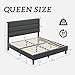 Fluest Queen Size Bed Frame, Platform Bed Frame with Velvet Upholstered Headboard, No Box Spring Needed, Sturdy Metal Support, Noise Free, Easy Assembly, Grey