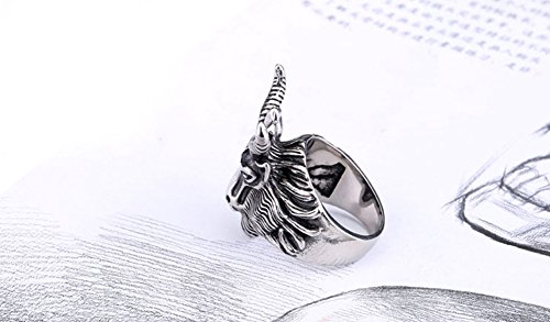 Moluss Men's 316L Stainless Steel Vintage Satan Star Of David Ram Sheep Ring #TOP5