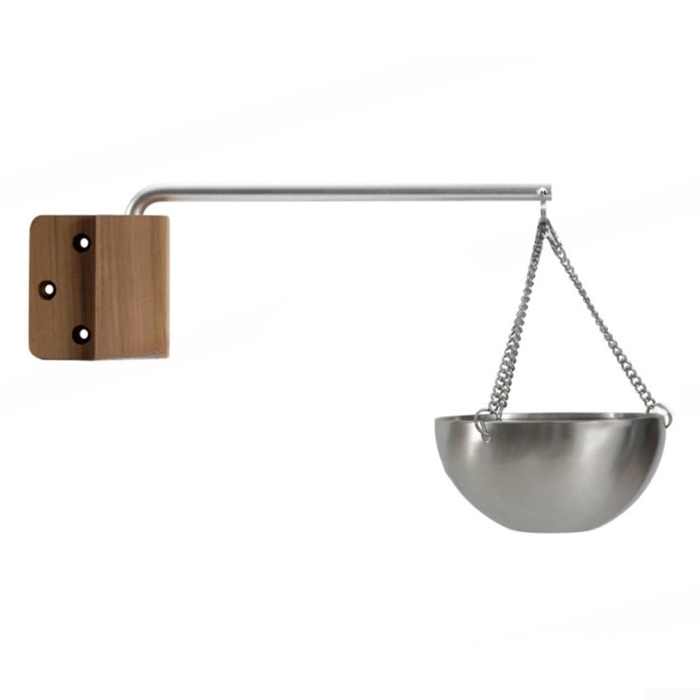 Elegante cuenco de aromaterapia de sauna con brazo oscilante para saunas de madera de cedro, 200 ml, soporte para taza de aceite de acero inoxidable