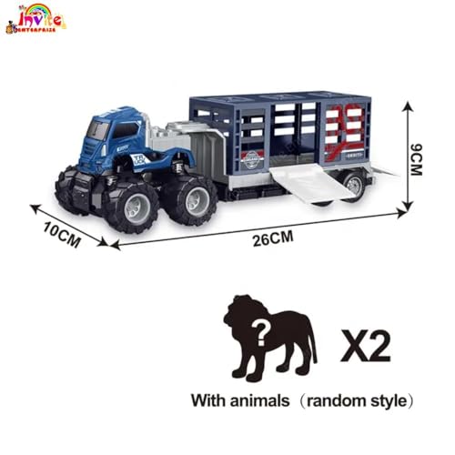 Image of 1:43 Metal Toys Alloy Diecast Truck Set Toy, Diecast Miniature Car Model (Pack Of 1) (Animals Display Box Truck),Assorted