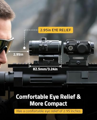 Image of CVLIFE 3X Red Dot Magnifier with Quick-Release and Flip-to-Side Mount,2.95in Eye Relief,Absolute and Lower 1 /3 Co-Witness Red Dot Sight with Magnifier,1000G Shockproof & IP67 Waterproof