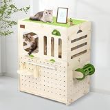Cat Litter Box Enclosure Furniture with L-Shaped Anti-Tracking Exit, Litter Control Cabinet Captures Litter from Paws & Guides It Back into the Box, Fits Boxes up to 23.6' x 15.8' x 8', Birch Plywood
