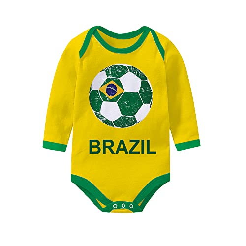 Dizi Brazil Brasil Sports Soccer World Cup Infant Baby Bodysuit Jersey Kit Boys Girls (Long Sleeve) (12 Months) #TOP12