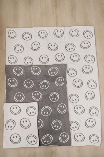 Image of Mebie Baby Charcoal Smiley Plush Lovey Blanket 15x20 - Soft, Lightweight, Breathable | Available in Two Sizes