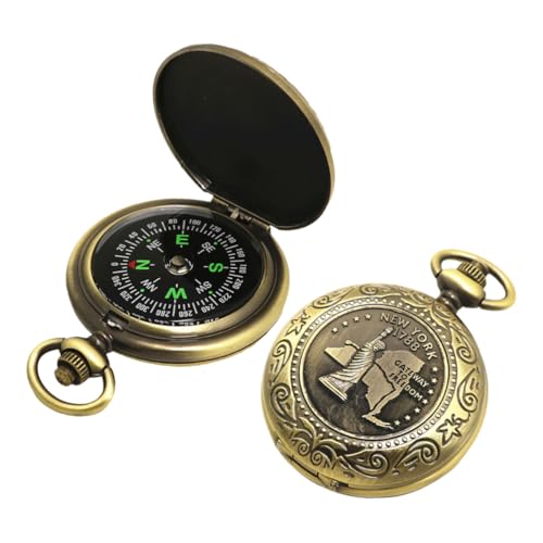 Brújula Vintage de Bolsillo OSALADI con Cadena 2 piezas miniatura 1
