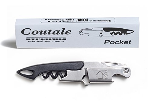 Pocket Prestige Waiters Corkscrew By Coutale Sommelier  Black  French Patented SpringLoaded Double Lever Wine Bottle Opener for Bartenders and Gifts  Sharp MicroSerrated Knife