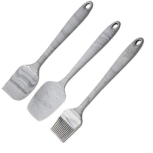 Image of Clazkit Premium Silicone Non-Stick Spatula and Brush with Scraper with Core, 3-Pieces, Marble Color, Length 21cm & Clazkit Silicone Muffin Cup Moulds - 8 Pieces, Assorted, Silicone