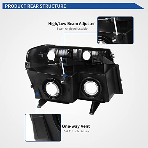 Image of OEDRO Headlights Assembly Compatible with 2004-2012 Chevy Colorado / 2004-2012 GMC Canyon / 2006-2008 Isuzu i-Series Replacement Headlamp with Bumper Light Chrome Housing Clear Lens Amber Reflector