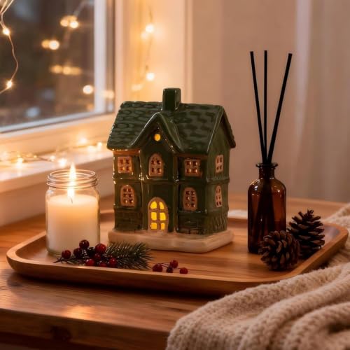Casas de Navidad con luz LED: decoración de mesa en madera para hogar y fiestas 8