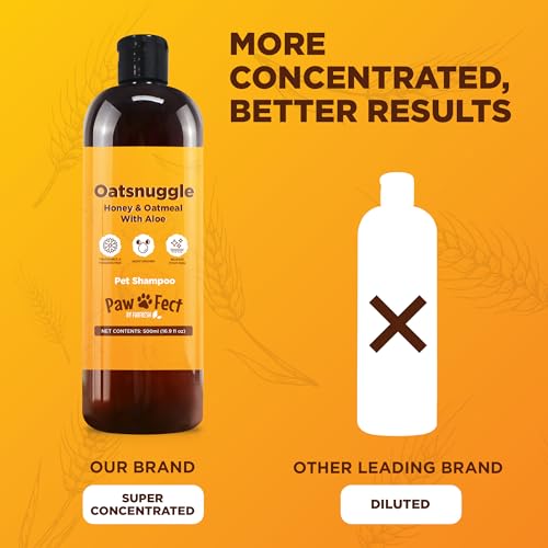 Image of Honey & Oatmeal 16.9 oz Pet Shampoo for Dogs, Natural Formula with Colloidal Oatmeal, Aloe & Honey - Relieves Itchy Dry Skin, No Sulfates or Parabens, Gentle, Chamomile Scented