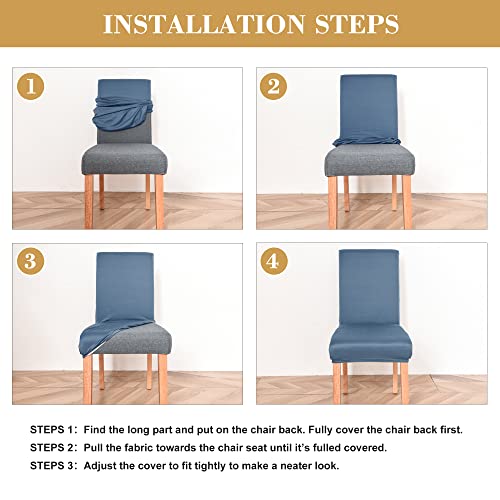 Jin Le Dining Chair Covers Set Of 6 Grey Blue, Xl/Oversized Stretch Parson Chair Slipcover Chair Covers For Dining Room Protector Cover Washable Kitchen Chair Cover For Hotel, Wedding, Banquet, Party #TOP4