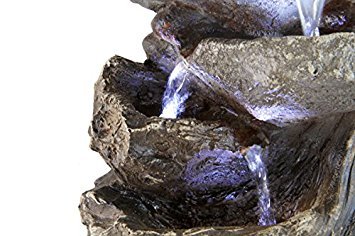 Primrose 28cm Hayal Grey 3 Tier Cascade Tabletop Water Feature Indoor Table Fountain with LED Lights - Image 3