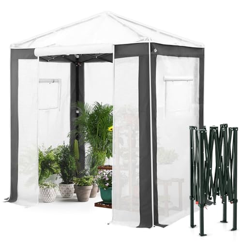 Image of EAGLE PEAK 6x4 Walk in Pop Up Greenhouse, Gray /White
