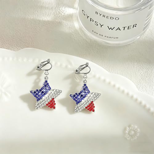 Aretes Clip-on con Bandera Americana para Mujer miniatura 2